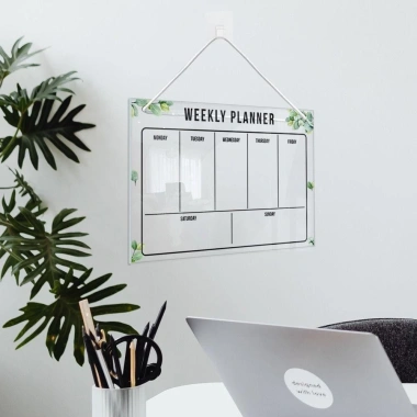 Bảng ghi chú PETOFQQ acrylic trong suốt- công cụ lập kế hoạch treo tường lá xanh 4