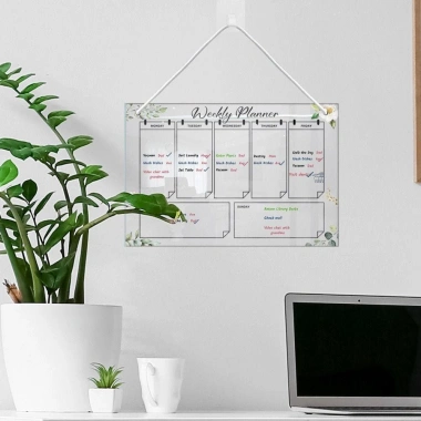 Bảng ghi chú PETOFQQ acrylic trong suốt- công cụ lập kế hoạch treo tường lá xanh 5