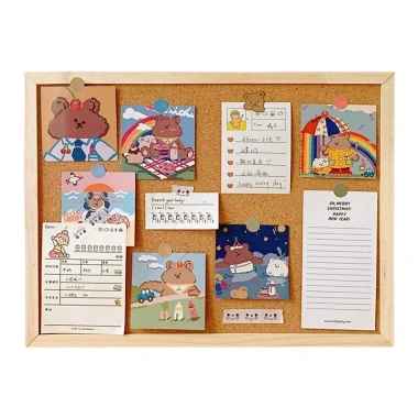 Bảng ghim gỗ 60x90cm - Trang trí tường, ghim ảnh, giấy note, kèm phụ kiện - 73.000