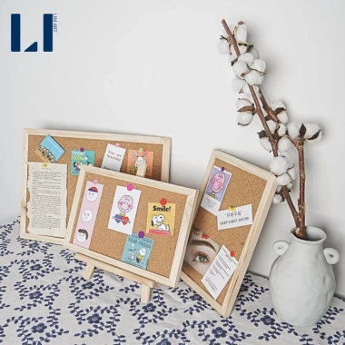Bảng ghim gỗ bần đa năng kèm sticker, ghim, dây, móc treo, đinh - dùng cho giấy note, tranh ảnh, postcard, giá chỉ 79.000₫