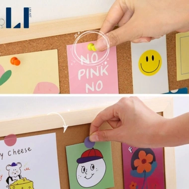 Bảng ghim gỗ bần đa năng kèm sticker, ghim, dây, móc treo, đinh - dùng cho giấy note, tranh ảnh, postcard, giá chỉ 79.000₫