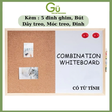 Bảng ghim gỗ bần đa năng, viết bút lông, nam châm, giấy note, treo ảnh, trang trí - Giá chỉ 164.999đ