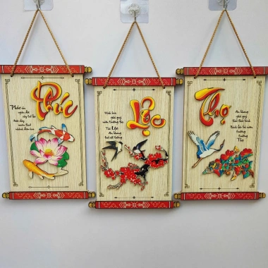 Bảng Gỗ Decor Phúc Lộc Thọ Câu Đối Ý Nghĩa, Giảm Giá, Chỉ 15.000 VND