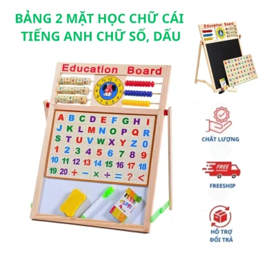 Bảng học 2 mặt chữ cái Tiếng Việt, chữ số, phép tính gắn nam châm an toàn - Education Board 3 Bảng học 2 mặt chữ cái Tiếng Việt, chữ số, phép tính gắn nam châm an toàn - Education Board 3