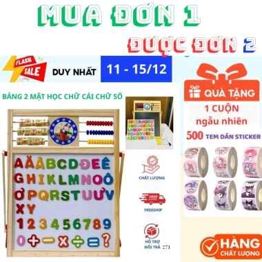 Bảng học 2 mặt chữ cái Tiếng Việt, chữ số, phép tính gắn nam châm an toàn - Education Board