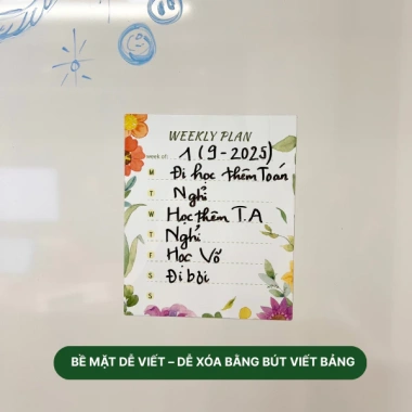 Bảng kế hoạch tuần Weekly Plan 30x25cm - Nam châm dán tủ lạnh, tặng bút - Thế Giới Bảng