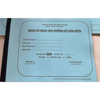 Bảng Kê Mua Vào Không Hóa Đơn 50 Tờ - 100 Trang In Ngang 2 Mặt, Giá Ưu Đãi 43.000₫