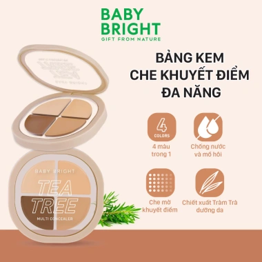 Bảng Kem Che Khuyết Điểm Baby Bright Tea Tree Multi 8.8g - Giá chỉ 95.000đ, công thức dưỡng da, che khuyết điểm đa năng 4 Bảng Kem Che Khuyết Điểm Baby Bright Tea Tree Multi 8.8g - Giá chỉ 95.000đ, công thức dưỡng da, che khuyết điểm đa năng 4