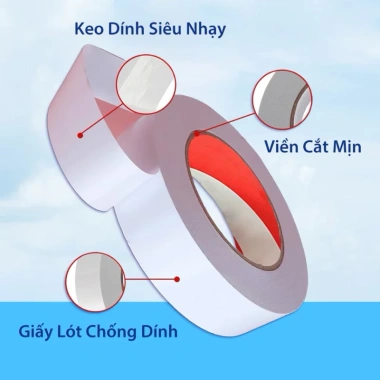 Băng keo 2 mặt đa kích cỡ 48mm 24mm 12mm - Dẻo mỏng, dán chắc, chỉ 7.000đ 6