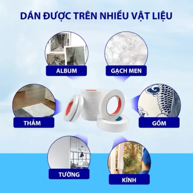 Băng keo 2 mặt đa kích cỡ 48mm 24mm 12mm - Dẻo mỏng, dán chắc, chỉ 7.000đ 8