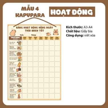 Bảng khen thưởng rèn luyện kỷ luật cho bé A3-A4 ép Plastic, theo dõi thói quen hằng ngày, giảm còn 19.600 VND 4