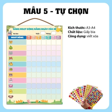 Bảng khen thưởng rèn luyện kỷ luật cho bé A3-A4 ép Plastic, theo dõi thói quen hằng ngày, giảm còn 19.600 VND 5