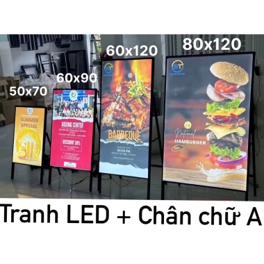 Bảng LED kính cường lực chữ A kèm chân sắt - Đèn LED cho quán ăn, tiệc, ảnh cưới, giá ưu đãi 710.000đ 2
