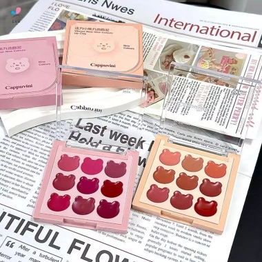 Bảng màu 9 Màu Matte Velvet Lip Mud - Lip và Cheek Dual Use Lady Beauty, Giá 51.700₫