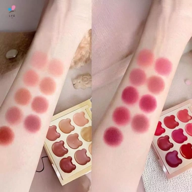 Bảng màu 9 Màu Matte Velvet Lip Mud - Lip và Cheek Dual Use Lady Beauty, Giá 51.700₫