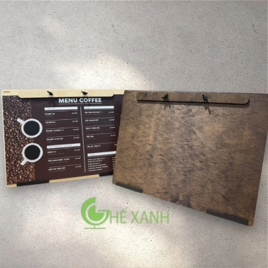 Bảng menu A3 gỗ Plywood veneer kèm 2 đế sắt - GHEXANH, giá chỉ 165k 2