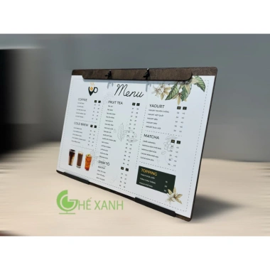 Bảng menu A3 gỗ Plywood veneer kèm 2 đế sắt - GHEXANH, giá chỉ 165k 4