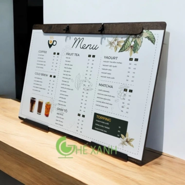 Bảng menu A3 gỗ Plywood veneer kèm 2 đế sắt - GHEXANH, giá chỉ 165k 6
