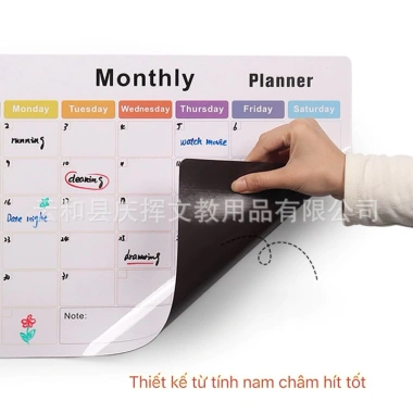 Bảng nam châm kế hoạch A3 dán tủ lạnh, bộ 4 bút lông + tẩy, giá chỉ 70.000₫