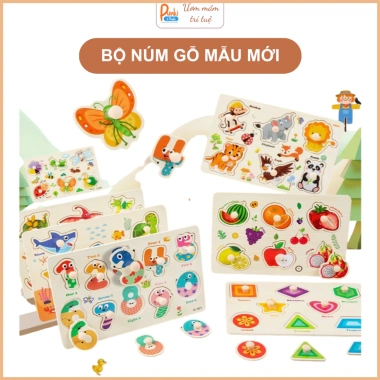 Bảng Núm Gỗ Xếp Hình Bé 2-5 Tuổi - Kích Thích Trí Tuệ, Giá Chỉ 29.000 VNĐ