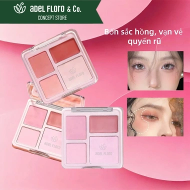Bảng Phấn Má 4 Tông Adel Floro - Má Hồng Tự Nhiên, Mịn Không Vón, Giữ Màu Cả Ngày
