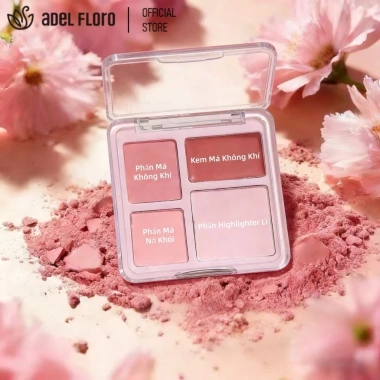 Bảng Phấn Má 4 Tông Adel Floro - Má Hồng Tự Nhiên, Mịn Không Vón, Giữ Màu Cả Ngày
