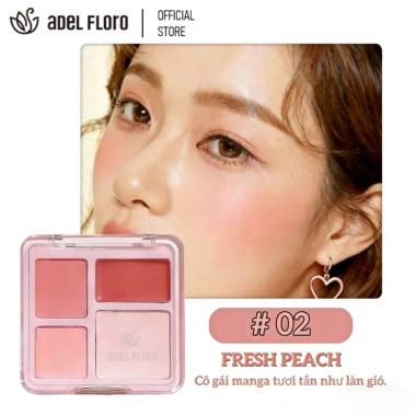 Bảng Phấn Má 4 Tông Adel Floro - Má Hồng Tự Nhiên, Mịn Không Vón, Giữ Màu Cả Ngày