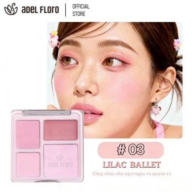 Bảng Phấn Má 4 Tông Adel Floro - Má Hồng Tự Nhiên, Mịn Không Vón, Giữ Màu Cả Ngày