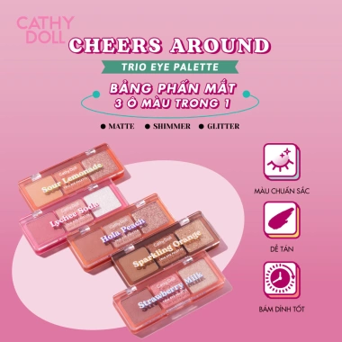 Bảng Phấn Mắt 3 Ô Cheers Around Trio - Màu Lì và Nhũ 2g 3 Màu Giá Ưu Đãi 189k