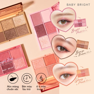 Bảng Phấn Mắt 6 Màu BABY BRIGHT - Phấn Lì & Ánh Nhũ Lấp Lánh 0.7g 114k