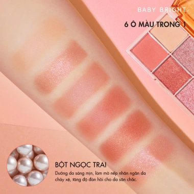 Bảng Phấn Mắt 6 Màu BABY BRIGHT - Phấn Lì & Ánh Nhũ Lấp Lánh 0.7g 114k