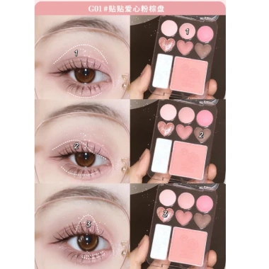 Bảng Phấn Mắt GOGO TALES 8 ô + Highlight + Má Hồng 3 trong 1 CAT Sticker Sweet, giảm còn 130k