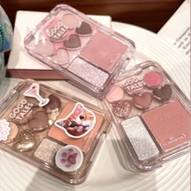 Bảng Phấn Mắt GOGO TALES 8 ô + Highlight + Má Hồng 3 trong 1 CAT Sticker Sweet, giảm còn 130k
