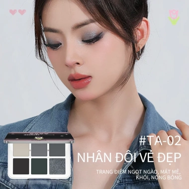 Bảng phấn mắt SHEDELLA 6g - Lâu trôi, không phai, dễ tô màu, hiệu ứng 3D, độ bóng cao, 6 trong 1 - Giảm giá 18%