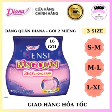 Băng quần Diana 360° chống tràn, sỉ thùng 16 gói, gói 2 miếng bảo vệ an toàn cho bé