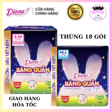 Băng quần Diana Comfy Night 18 gói 360 độ chống tràn 5 miếng - Giá ưu đãi 1.208.000 VNĐ Băng quần Diana Comfy Night 18 gói 360 độ chống tràn 5 miếng - Giá ưu đãi 1.208.000 VNĐ