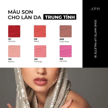 Bảng son Johe Matte Lip Ver2 18 màu siêu lì - Giá ưu đãi 399k, đẹp, lâu trôi