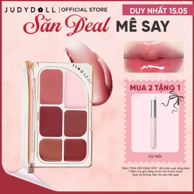 Bảng Son Môi 6 Ô JUDYDOLL - Son bóng, kem mịn, dưỡng môi 9g, giá chỉ 375.000₫