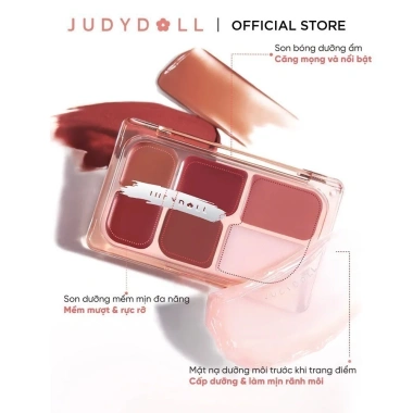 Bảng Son Môi 6 Ô JUDYDOLL - Son bóng, kem mịn, dưỡng môi 9g, giá chỉ 375.000₫