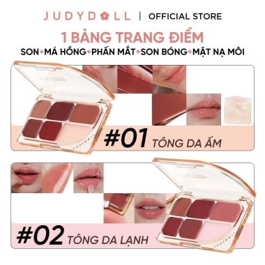 Bảng Son Môi 6 Ô JUDYDOLL - Son bóng, kem mịn, dưỡng môi 9g, giá chỉ 375.000₫