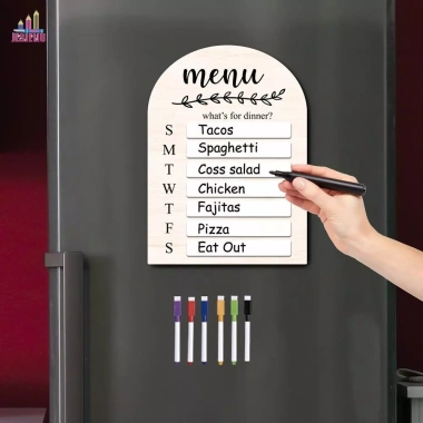 Bảng thực đơn tuần JESJELIU gỗ đa chức năng kèm bút máy lập kế hoạch bữa ăn tủ lạnh - Giảm giá 22%
