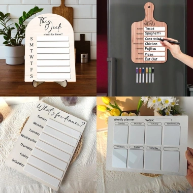 Bảng thực đơn tuần JESJELIU gỗ đa chức năng kèm bút máy lập kế hoạch bữa ăn tủ lạnh - Giảm giá 22%