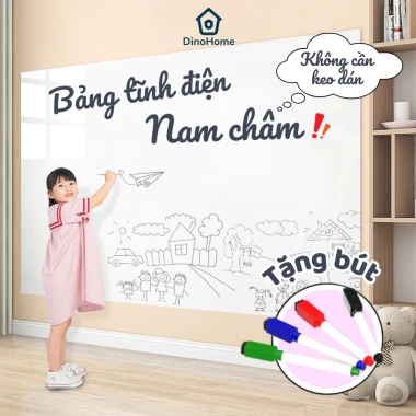 Bảng Trắng Dán Tường Không Keo - Ghi Chú Bút Lông, Không Hại Tường, Giá 32.000₫