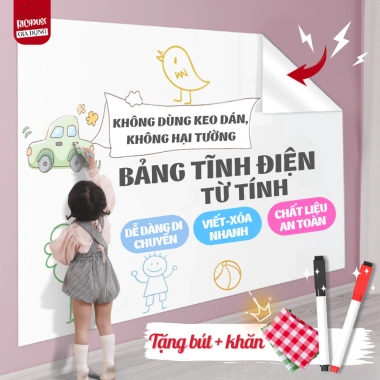 Bảng Trắng Dán Tường Không Keo, Không Hại, Tự Dán, Viết Bút Lông Giá 30.000