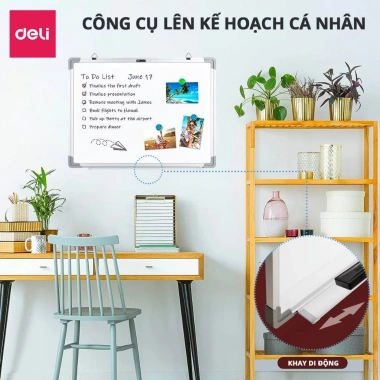 Bảng trắng Mica viền nhôm 4 góc DELI - Nhiều KT viết bút lông chính hãng, giá 309.000 VND
