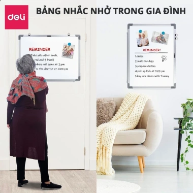 Bảng trắng Mica viền nhôm 4 góc DELI - Nhiều KT viết bút lông chính hãng, giá 309.000 VND