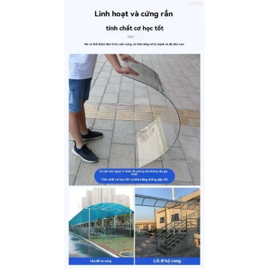 Bảng trong suốt PC chống nắng, chiếu sáng, độ bền cao - Bảng cứng nhựa cho mái ban công, tán kính