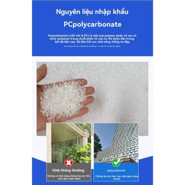 Bảng trong suốt PC chống nắng, chiếu sáng, độ bền cao - Bảng cứng nhựa cho mái ban công, tán kính