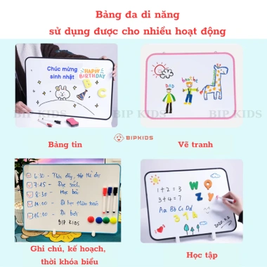 Bảng từ cầm tay BIP KIDS 2 mặt, từ tính, kèm giá đỡ, tặng 10 phụ kiện - Giá ưu đãi 129k 6
