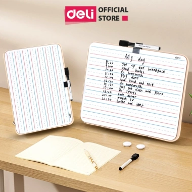 Bảng Từ Mini Hai Mặt Dòng Kẻ 30x21cm - Kèm Bút Lông & Đầu Xóa - Giá ưu đãi 80k
